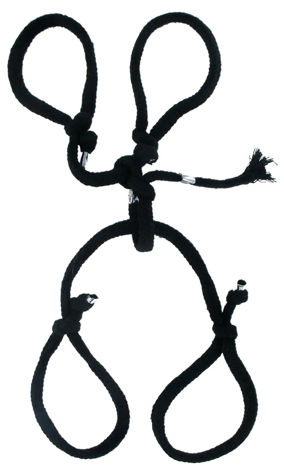 Anal Pipedream Fetish Fantasy Silk Rope Hogtie Set Black Pipedream