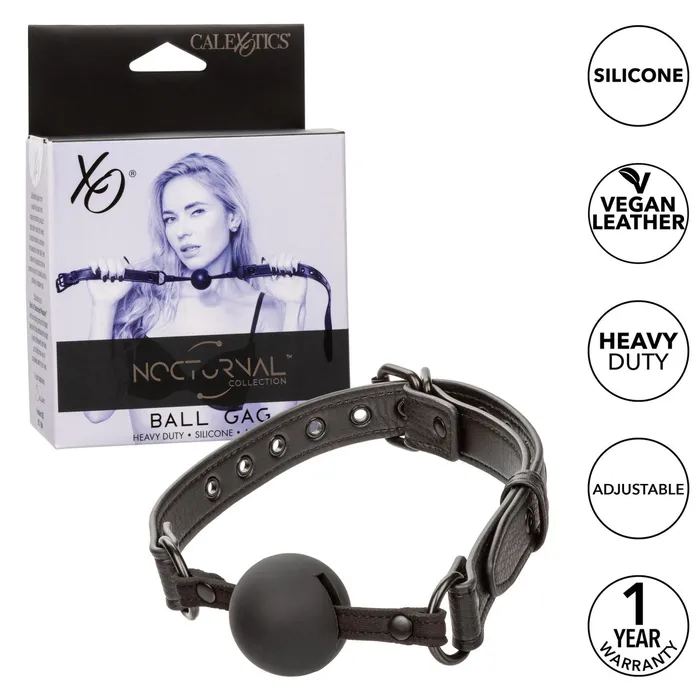 Nocturnal Collection Adjustable Silicone Ball Gag Black Cal Exotics Anal