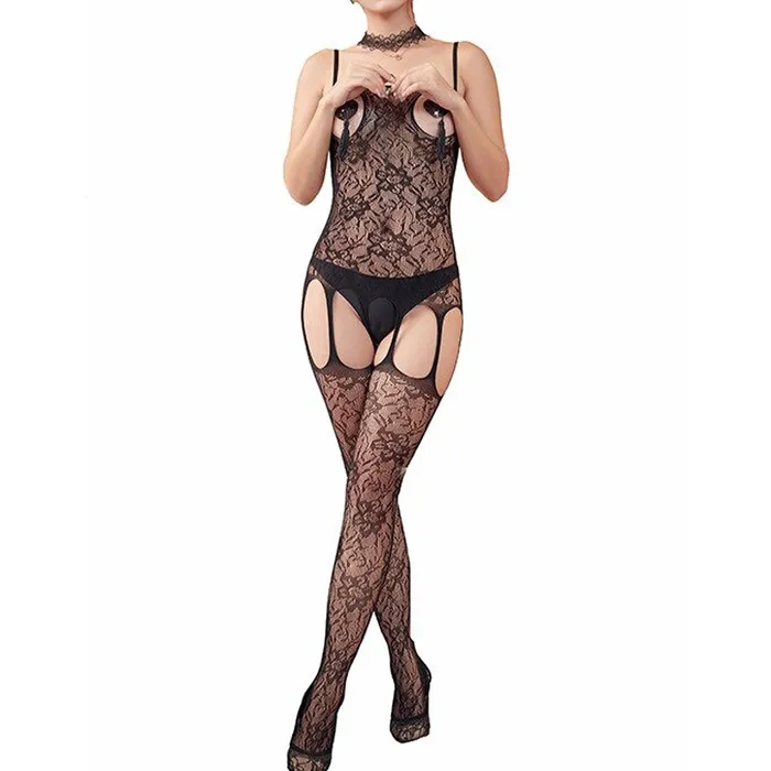 Anal EVEs SECRETS Erotic Bodystockings for Ladies Sexy Black Body Suit Womens Costume with Open Bra