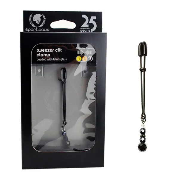 Anal Spartacus Spartacus Tweezer Clit Clamp Beaded with Black Glass