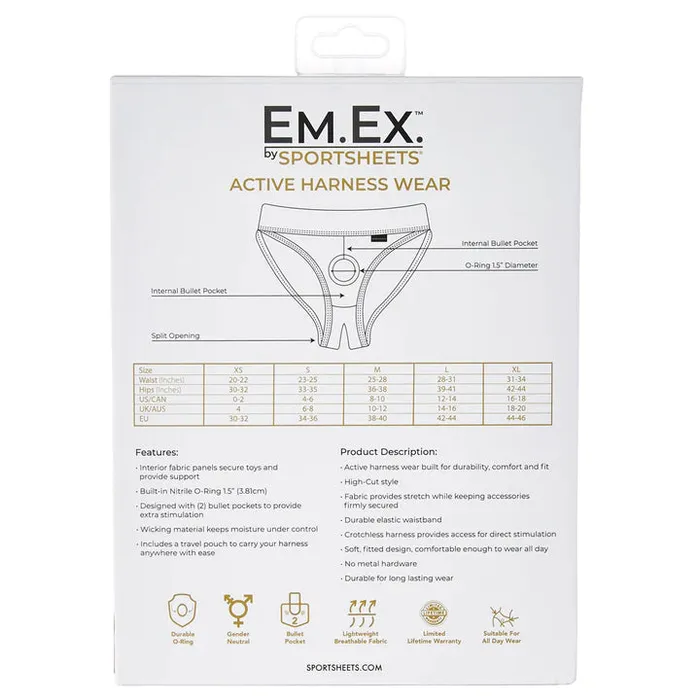 SportSheets EmEx Silhouette ORing Crotchless Harness Black SportsSheets Anal