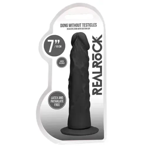 SHOTS AMERICA Female Sex Toys RealRock Realistic 7 in Dildo With Suction Cup Black SHOTS AMERICA Female Sex Toys RealRock Realistic 7 in Dildo With Suction Cup Black