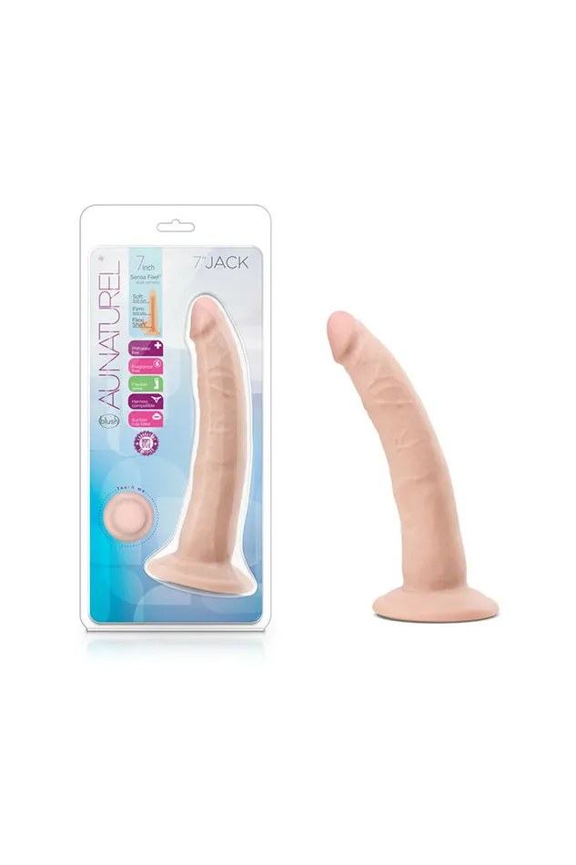 Blush Dildos Blush Novelties Au Naturel Jack 7 Posable Dual Density Dildo with Balls Beige