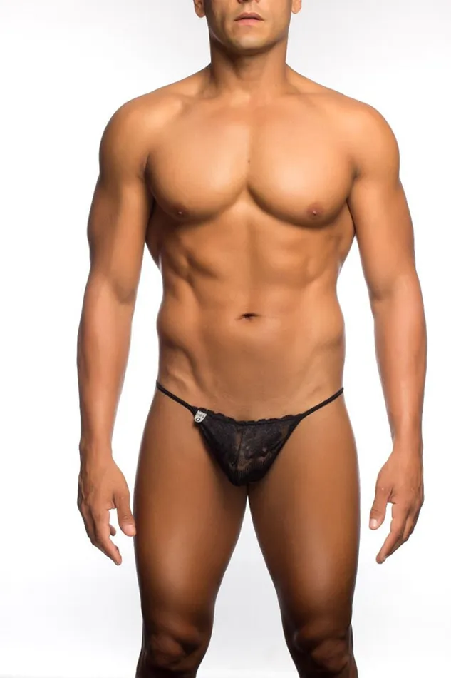 Male Basics Anal Male Basics Lace Thong Black MBL27