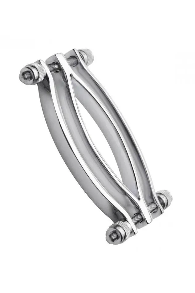Male Sex Toys XR Brands Master Series Stainless Steel Adjustable Pussy Clamp Silver XR Brands