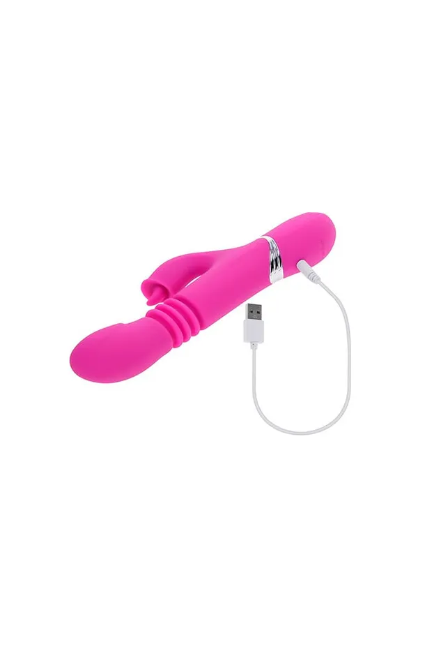 Vibrators Evolved Evolved Pink Dragon Thrusting Twirling Rabbit Vibrator Pink