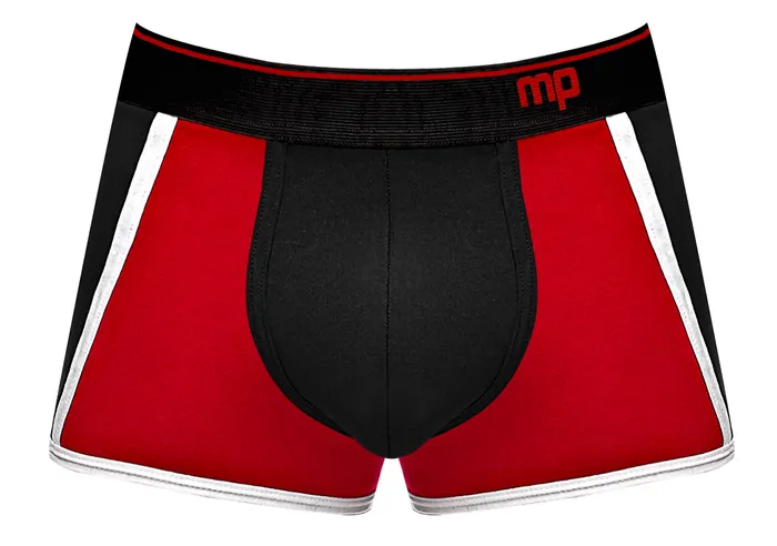 Male Power Retro Sport Panel Short Small Black Red Anal