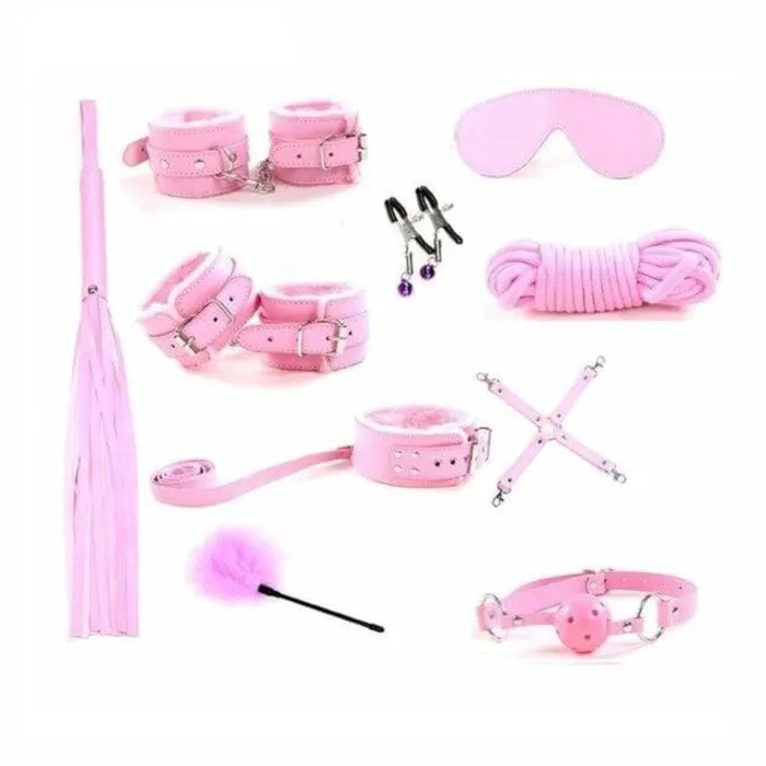 The Perfect 10Piece Set BDSM Beginners Kit with Rope and Leather Body Restraints Lovegasm Male Sex Toys