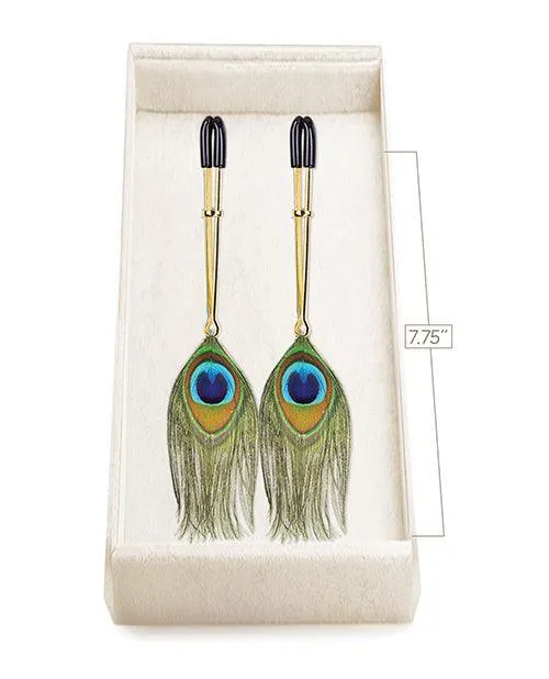 Couture Clips Luxury Nipple Clamps Peacock Plume Icon Brands INC Nipple Clitoral Toys