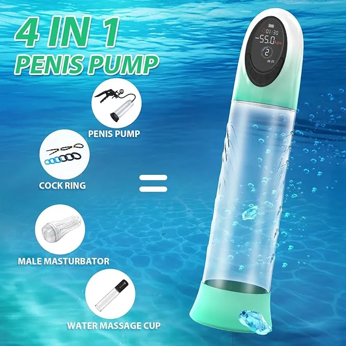 propinkup Source 4 Pressure Levels 9 Sucking Modes Vacuum and Water Penis Pump with LCD Display Male Sex Toys