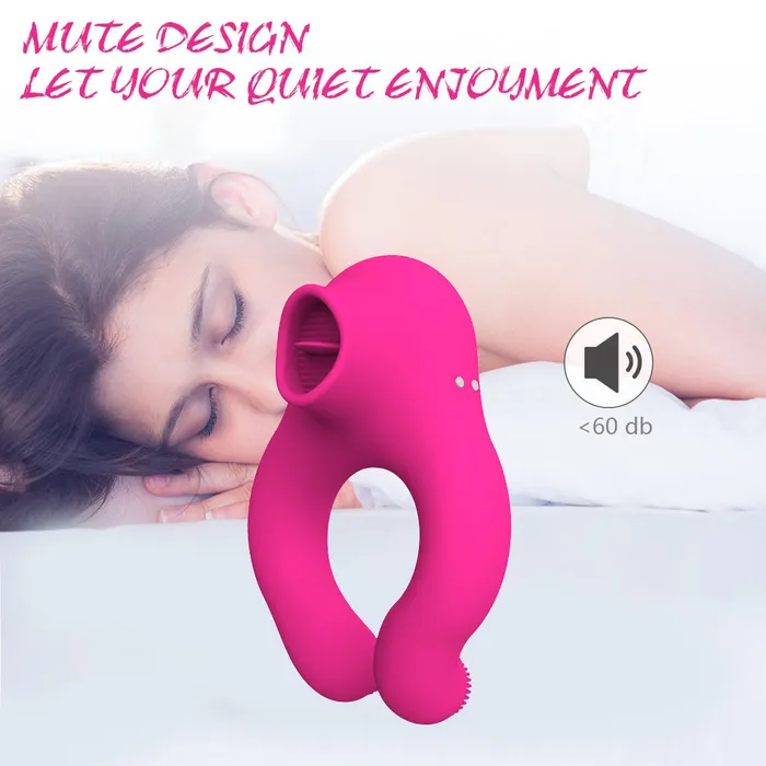 YOSPOSS Couple Vibrator With Cock Ring And Clitoris Licking Stimulator 7 Modes Male Sex Toys
