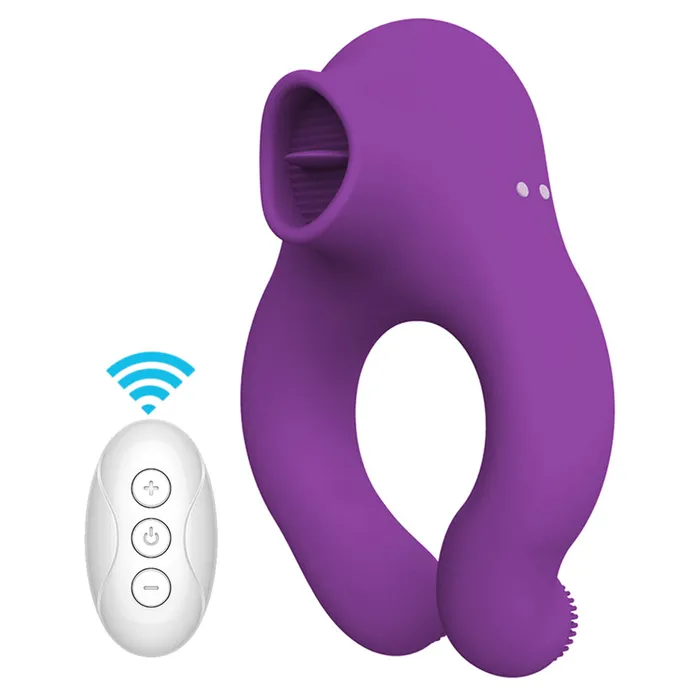 YOSPOSS Couple Vibrator With Cock Ring And Clitoris Licking Stimulator 7 Modes Male Sex Toys