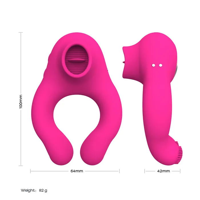 YOSPOSS Couple Vibrator With Cock Ring And Clitoris Licking Stimulator 7 Modes Male Sex Toys