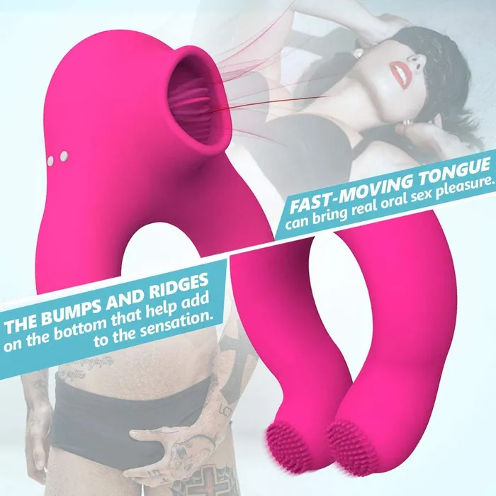 YOSPOSS Couple Vibrator With Cock Ring And Clitoris Licking Stimulator 7 Modes Male Sex Toys