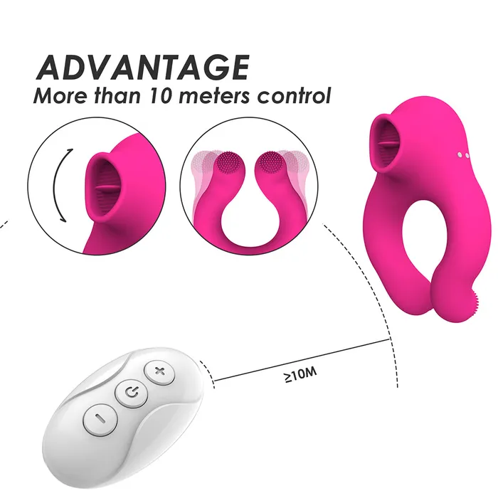 YOSPOSS Couple Vibrator With Cock Ring And Clitoris Licking Stimulator 7 Modes Male Sex Toys