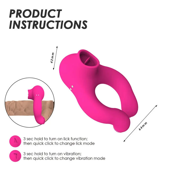 YOSPOSS Couple Vibrator With Cock Ring And Clitoris Licking Stimulator 7 Modes Male Sex Toys