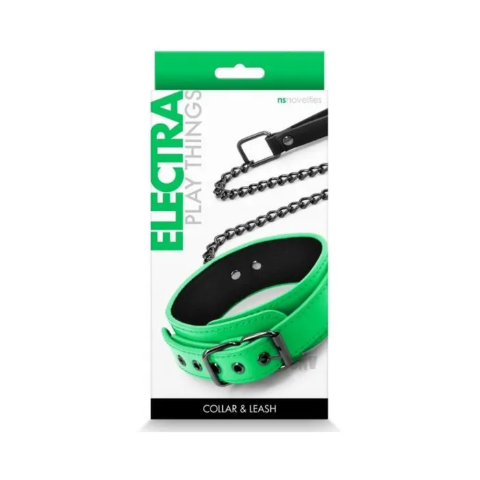 Vibrators New Sensations Novelties Inc Electra Collar Leash Green