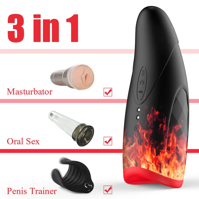 3 IN 1 Vibrating Heating Blowjob Simulator Earlypeach Female Sex Toys