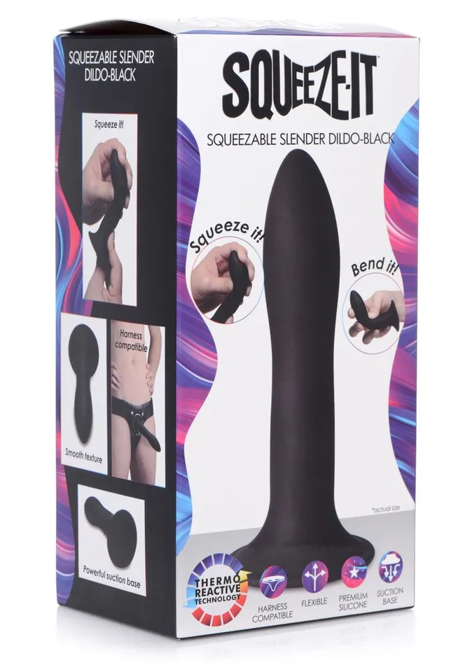 Dildos SQUEEZEIT SqueezeIt Squeezable Slender Silicone Dildo
