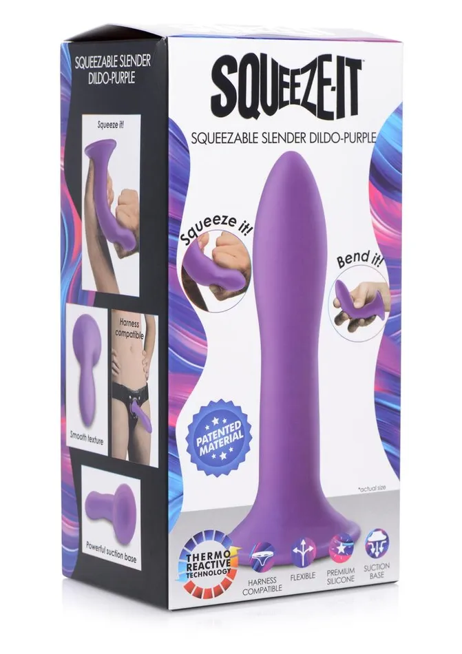 Dildos SQUEEZEIT SqueezeIt Squeezable Slender Silicone Dildo
