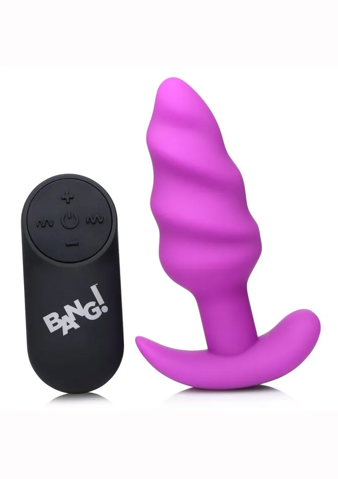 Female Sex Toys Bang 21x Vibrating Silicone Rechargeable Swirl Butt Plug with Remote Control BANG