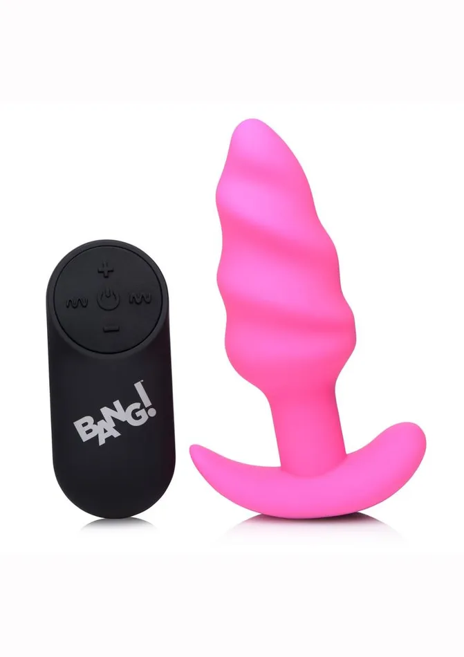 Female Sex Toys Bang 21x Vibrating Silicone Rechargeable Swirl Butt Plug with Remote Control BANG