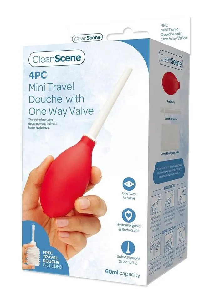 Male Sex Toys CleanScene Cleanscene Mini Travel Douche Set with One Way Valve