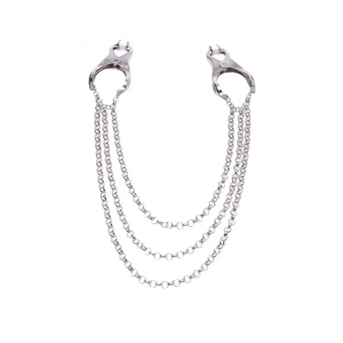 Master Series Affix Triple Chain Nipple Clamps Silver Master Series Vibrators Master Series Affix Triple Chain Nipple Clamps Silver Master Series Vibrators