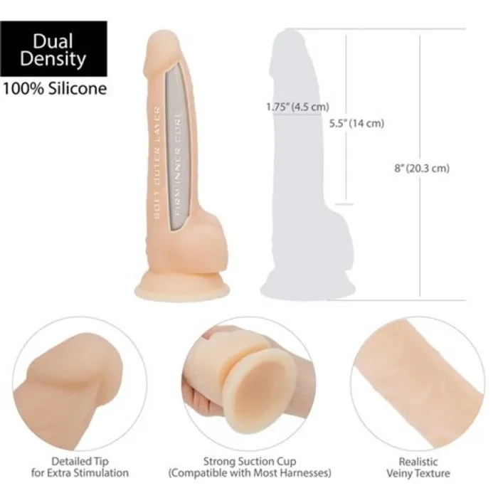 Naked Addiction Dual Density Silicone Dong Pink 8 Inch Addiction Dildos