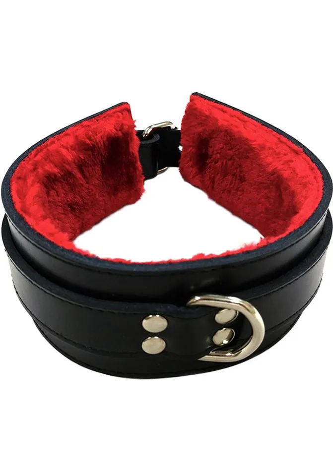 Rouge Leather Collar with Faux Fur Lining Rouge Male Sex Toys Rouge Leather Collar with Faux Fur Lining Rouge Male Sex Toys