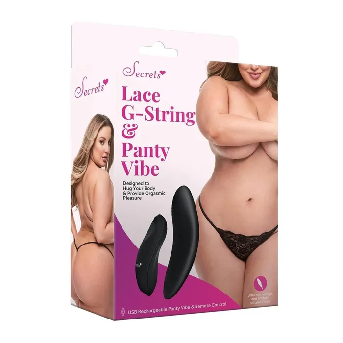 Secrets Vibrating Panties Lace GString Panty Vibe Black Secrets Vibrating Panties Vibrators