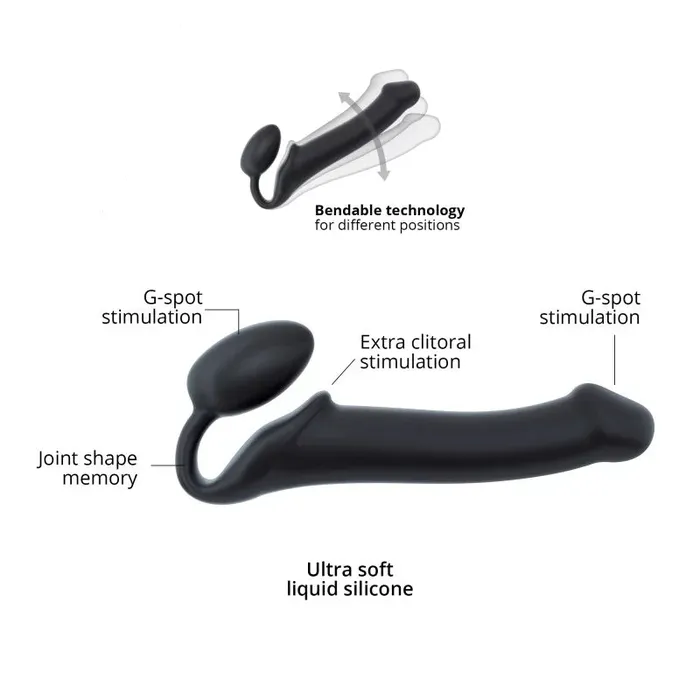 StrapOnMe SemiRealistic Bendable Silicone StrapOn Black Lovely Planet USA Female Sex Toys