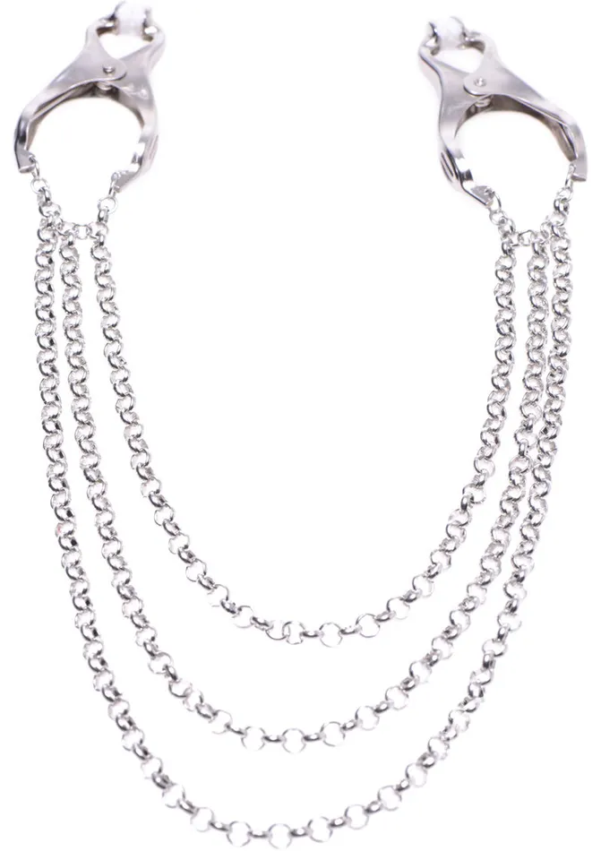 Master Series Affix Triple Chain Nipple Clamps Master Series Male Sex Toys Master Series Affix Triple Chain Nipple Clamps Master Series Male Sex Toys
