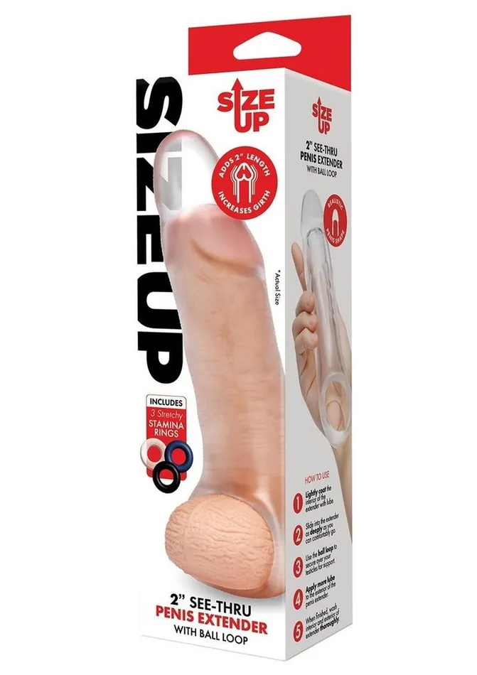 Size Up Size Up Girthy Clear View Penis Extender with Ball Loop Male Sex Toys