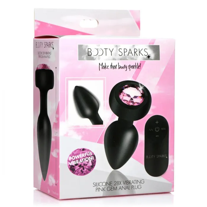 XR Brands Booty Sparks 28x Silicone Vibrating Pink Gem Anal Plug With Remote Small Male Sex Toys XR Brands Booty Sparks 28x Silicone Vibrating Pink Gem Anal Plug With Remote Small Male Sex Toys