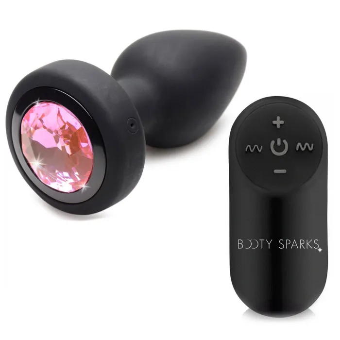 XR Brands Booty Sparks 28x Silicone Vibrating Pink Gem Anal Plug With Remote Small Male Sex Toys XR Brands Booty Sparks 28x Silicone Vibrating Pink Gem Anal Plug With Remote Small Male Sex Toys