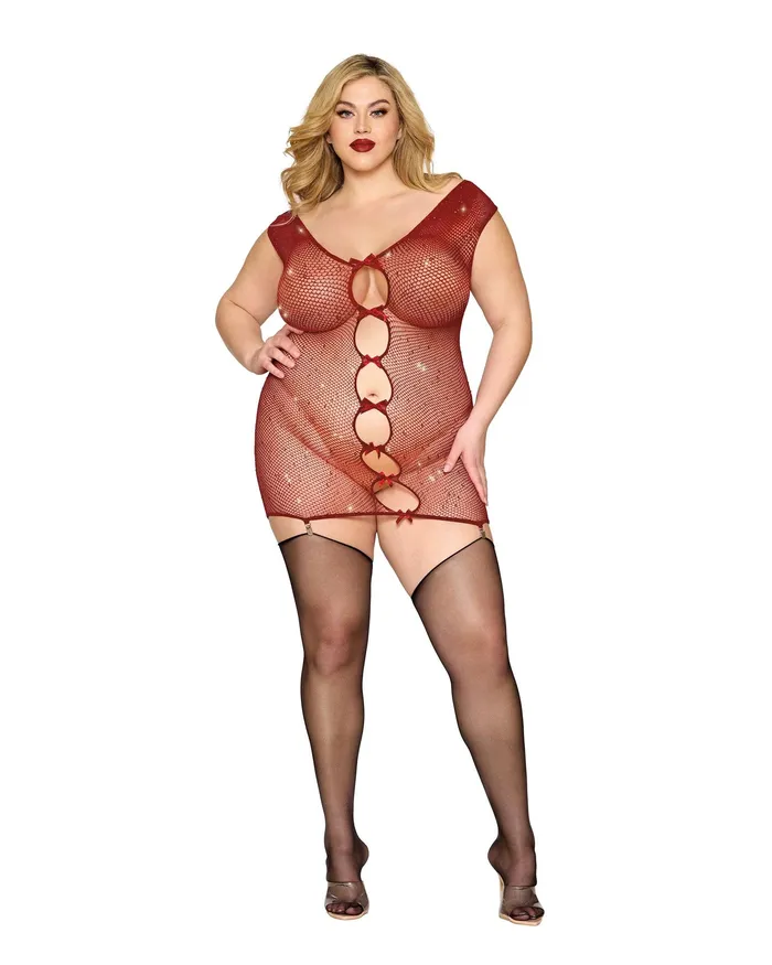 Garter Slip Dmnd One Size Queen Red Dreamgirl Vibrators