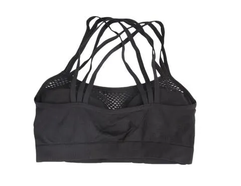 Sunset Intimates Anal Black Seamless Strappy Mesh CrissCross Back Sports Bra Sunset Intimates Anal Black Seamless Strappy Mesh CrissCross Back Sports Bra