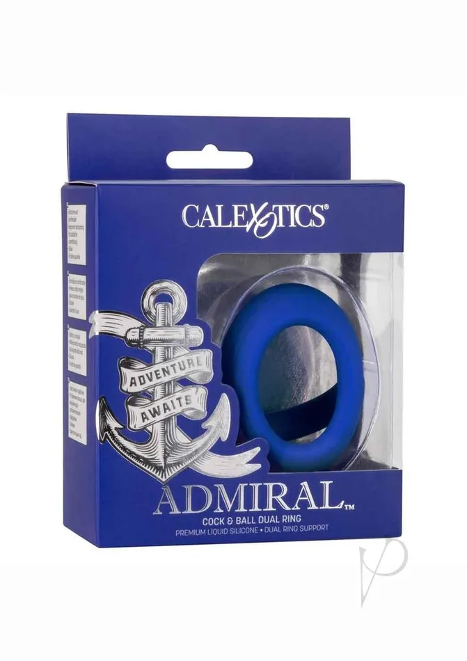 Admiral Cock and Ball Silicone Dual Ring Blue Admiral Male Sex Toys