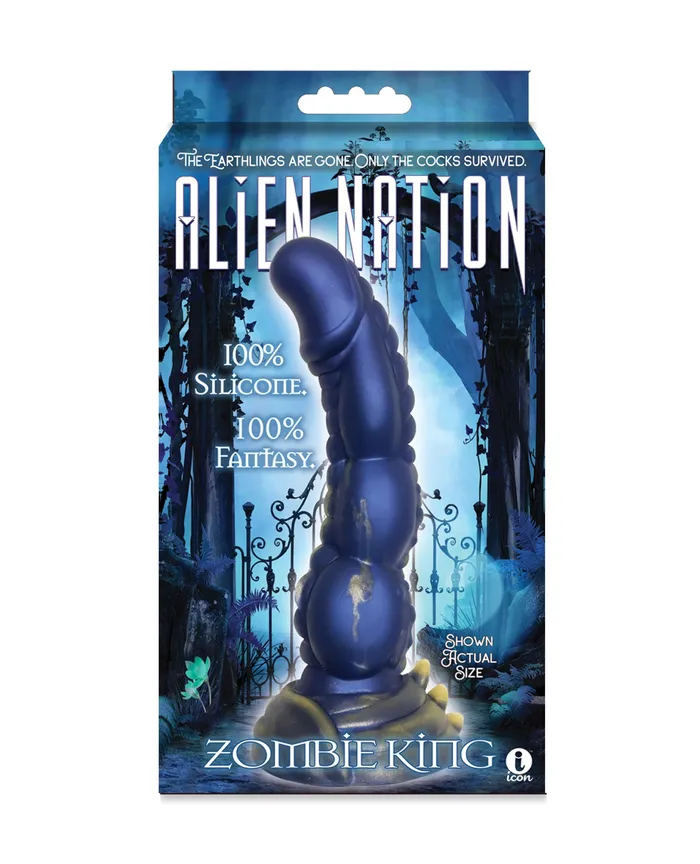 Alien Nation Zombie King Silicone Dildo BlueGray Alien Nation Dildos