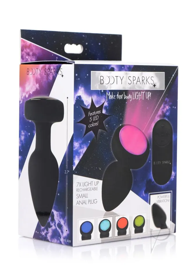 Anal Booty Sparks Booty Sparks Silicone Vibrating LED Plug Small Black