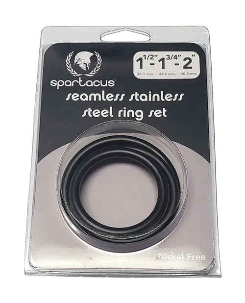 Anal Spartacus Spartacus Seamless Stainless Steel CRing Black Pack of 3
