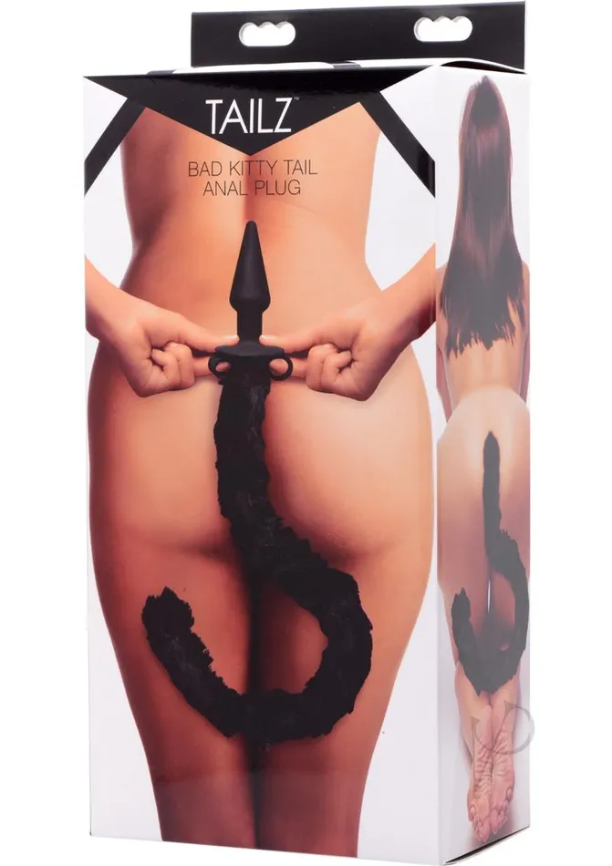 Anal Tailz Bad Kitty Silicone Cat Tail Anal Plug Black Tailz