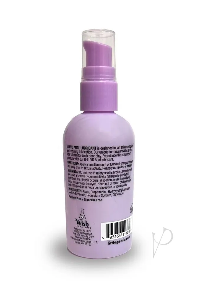 BLuvd Anal Lubricant Water Based Gel Lubricant 4oz B Luvd Lubricants BLuvd Anal Lubricant Water Based Gel Lubricant 4oz B Luvd Lubricants