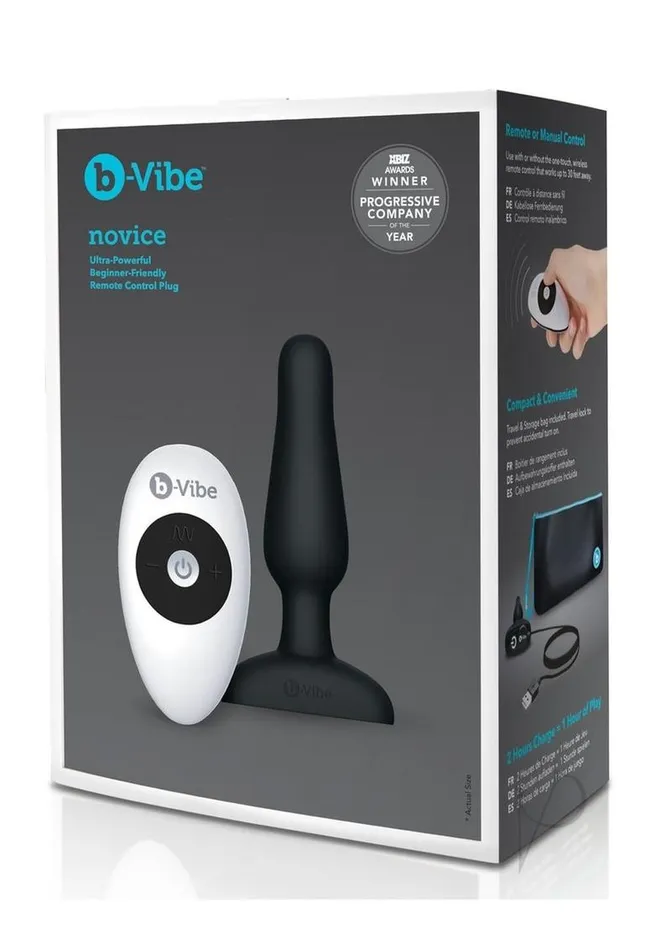 BVibe Novice Plug Rechargeable Silicone Anal Plug with Remote Control Black B Vibe Anal BVibe Novice Plug Rechargeable Silicone Anal Plug with Remote Control Black B Vibe Anal
