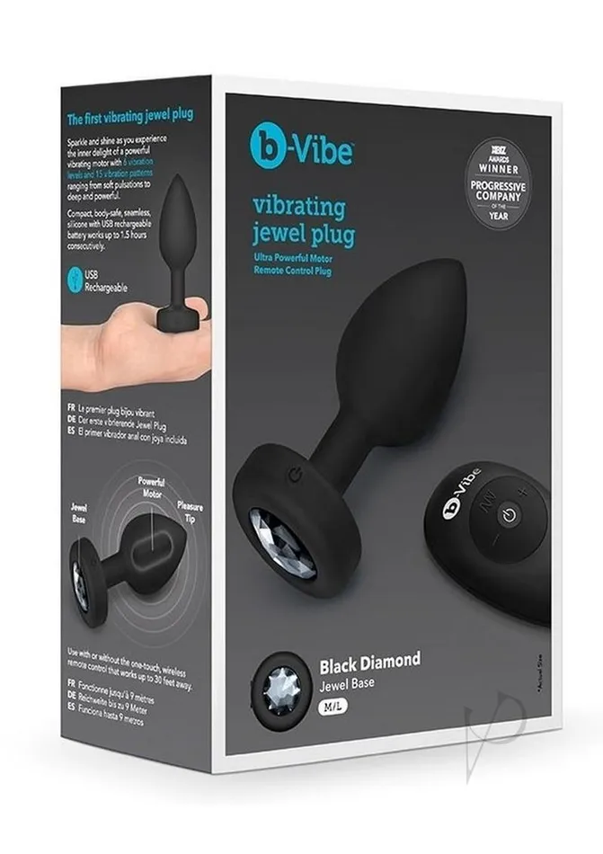 BVibe Vibrating Jewel Plug Rechargeable Silicone Anal Plug with Remote Control MediumLarge Black B Vibe Male Sex Toys BVibe Vibrating Jewel Plug Rechargeable Silicone Anal Plug with Remote Control MediumLarge Black B Vibe Male Sex Toys