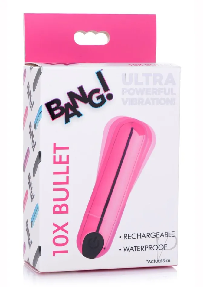 Bang 10X Vibrating Metallic Rechargeable Bullet Vibrator Pink Bang Vibrators Bang 10X Vibrating Metallic Rechargeable Bullet Vibrator Pink Bang Vibrators