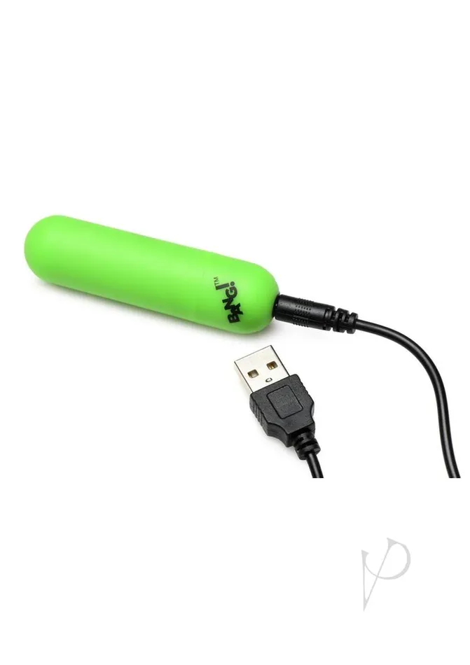 Bang 28X Glow in the Dark Silicone Rechargeable Anal Beads with Remote Control Green Bang Female Sex Toys