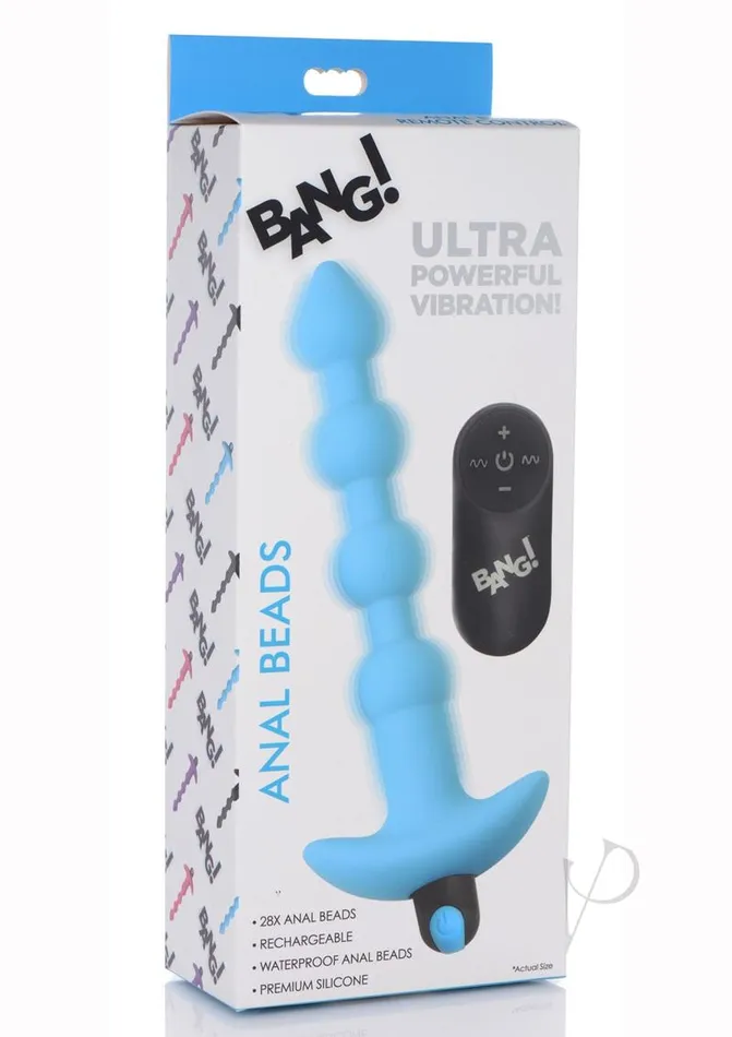Bang Male Sex Toys Bang Vibrating Silicone Rechargeable Anal Beads with Remote Control Blue Bang Male Sex Toys Bang Vibrating Silicone Rechargeable Anal Beads with Remote Control Blue