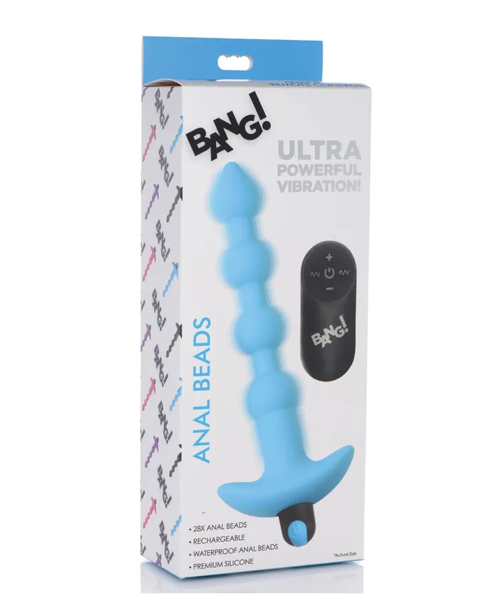 Bang Male Sex Toys Bang Vibrating Silicone Rechargeable Anal Beads with Remote Control Blue